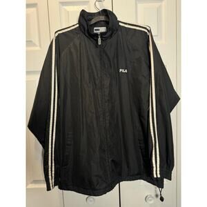 Fila Windbreaker - Large Black Nylon